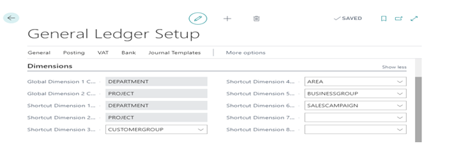 How to Create General Ledger Setup in D365 BC 5 General Ledger Dimensions Info