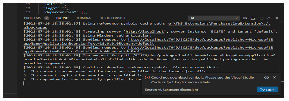 VS Editor Show Error ”Could not download reference symbol” 