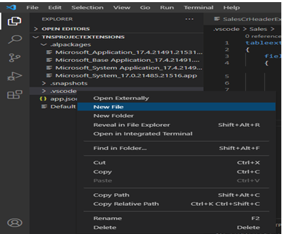 How to add field in existing Table using extension In D365 BC 1 select .vscode