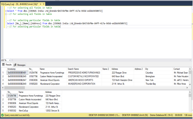 Select Records From Table Via SQL Using SELECT Statement