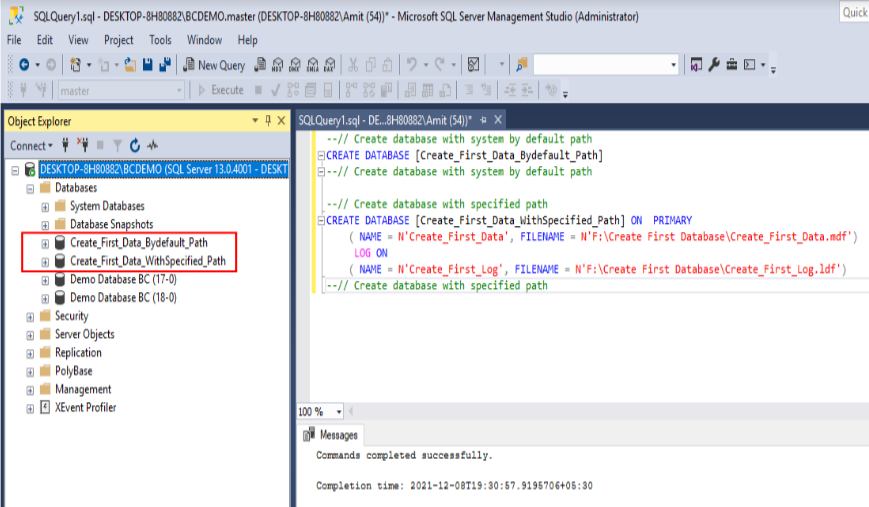 Use of CREATE DATABASE Statement in SQL 5 Database Created by Using Create Database Statement