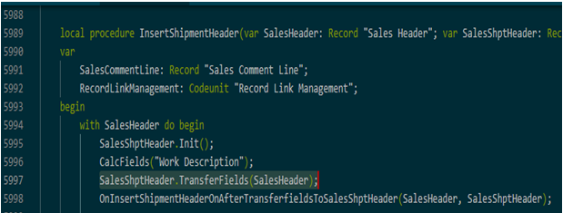 Usage of TRANSFERFIELDS in D365 BC 1 TRANSFERFIELDS example in business central