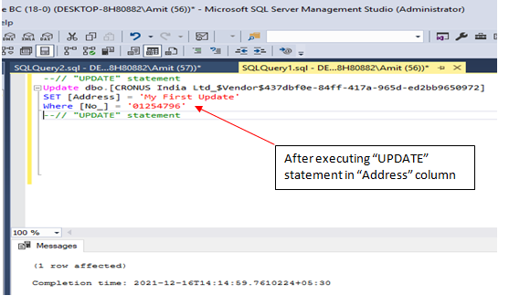 Use of UPDATE Statement in SQL 4 after executing update statement