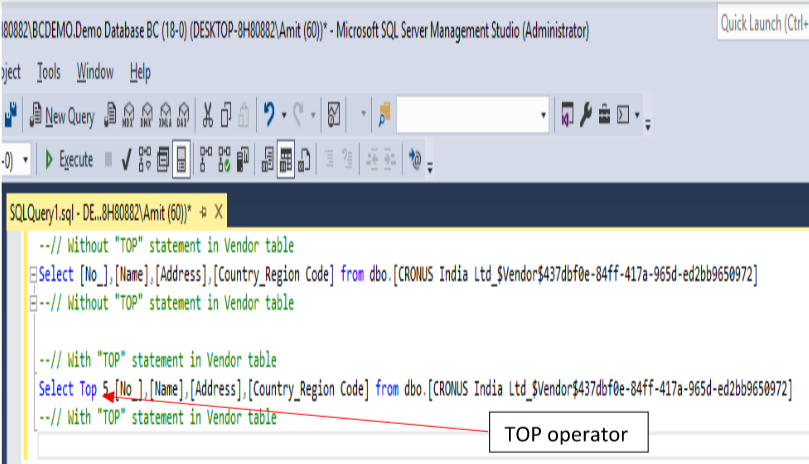 Use of SELECT TOP Statement in SQL 3 select top query for sql