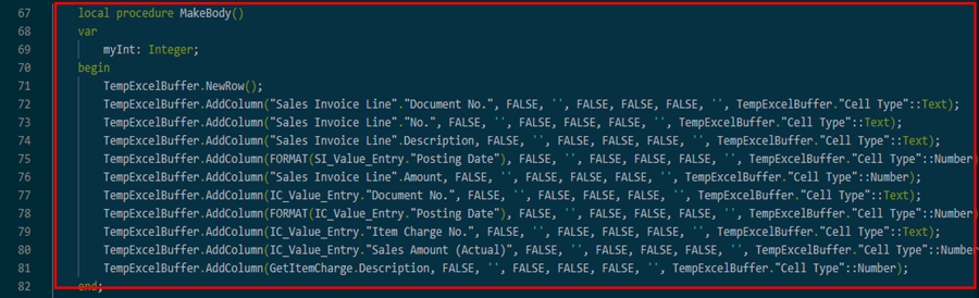 “Item Charge Assignment detail against Sales Invoice” report development in BC D365 4 Export to excel functionality feature body part bc d365