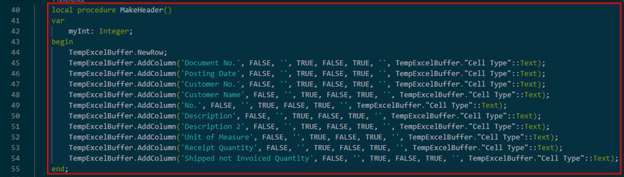 Sales Shipped not Invoiced Report in BC D365 3 Sales Shipped Not Invoiced header part
