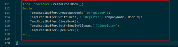 TDS Register Report Development and Format in BC D365 6 tds report excel creation code in bc