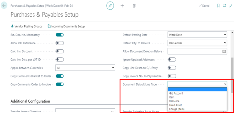 Define Default Value For Type Field In Purchase Documents