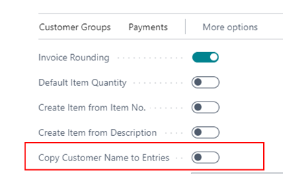 How to Setup Customer Name field in Customer Ledger Entries in D365 BC 5 Disable copy customer name to entries in bc d365