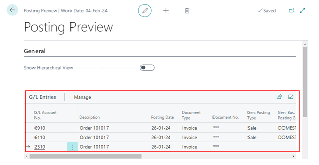 New Add-ons in Posting Preview Functionality in D365 BC 10 Preview Posting page is open in extended form in business central