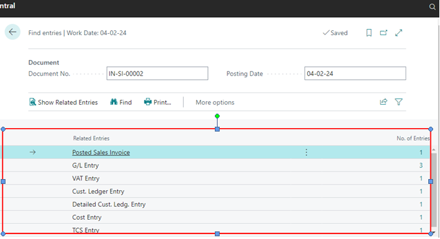 documents related entries open in bc d365