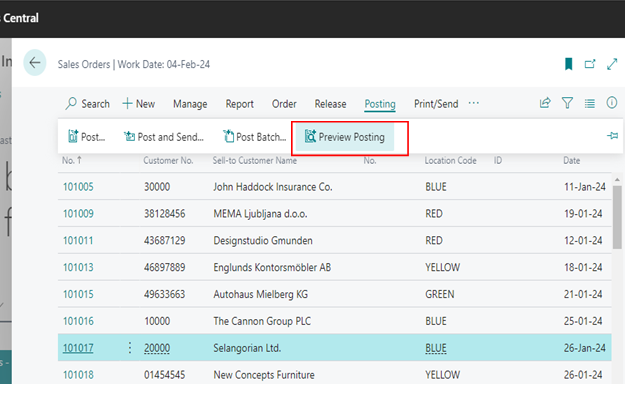 New Add-ons in Posting Preview Functionality in D365 BC 4 go to preview posting in d365 bc
