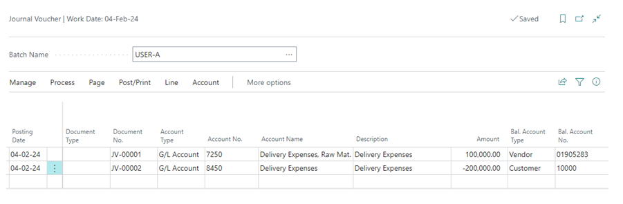 How to Create Journal Voucher in D365 BC 3 Expenses booked and crediting vendor in Business Central