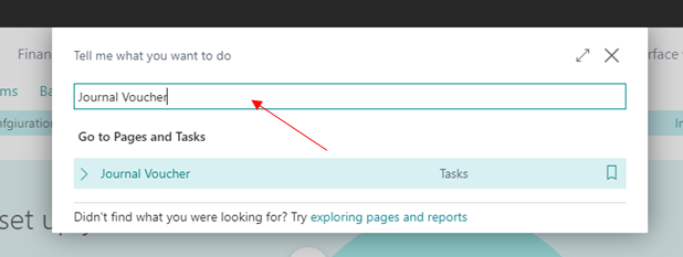 How to Create Journal Voucher in D365 BC 2 Search Journal Voucher in D365 BC
