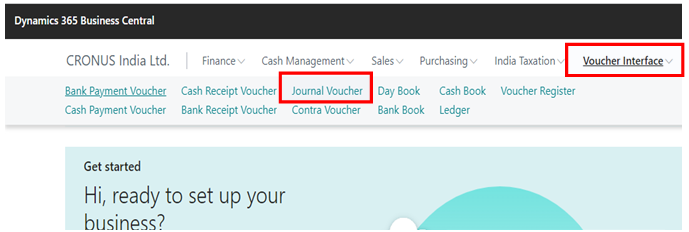 How to Create Journal Voucher in D365 BC 1 select Journal Voucher in voucher interface in d365 bc