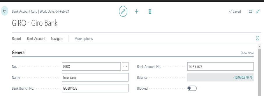 How to create Bank Account Master in Business Central 4 Bank Account General Tab D365 BC