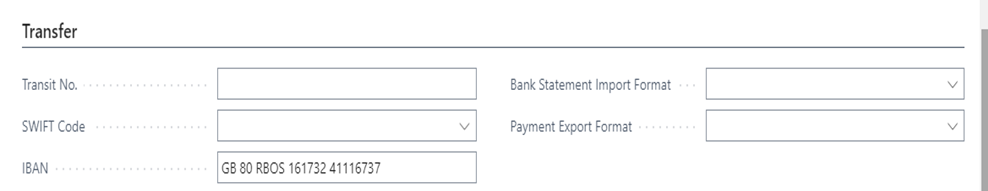 How to create Bank Account Master in Business Central 7 Bank Account Transfer Tab in d365 bc