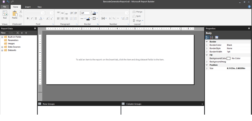 How to Generate Barcode in Business Central 4 BarcodeGeneratorReport.rdl