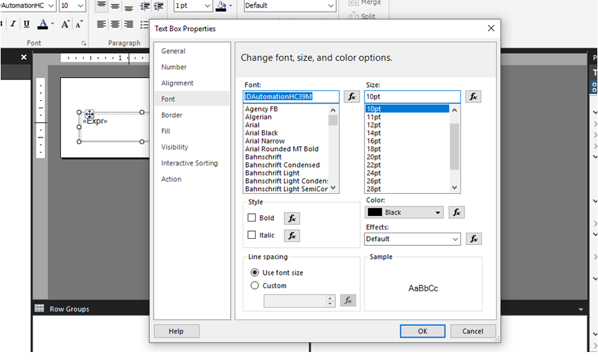 How to Generate Barcode in Business Central 7 Select IDAutomationHC39M Font