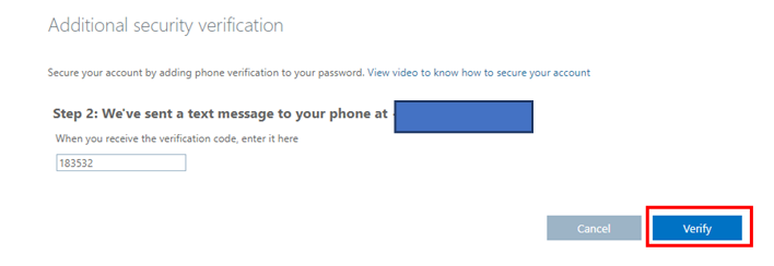 Enter OTP and press Verify button