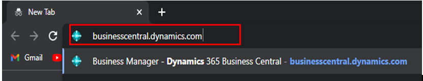 Open business central in browser
