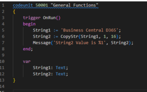 How To Copy String Using COPYSTR Function In D365 BC