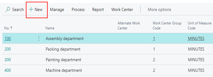 Creation of Work Center Master in D365 BC 2 Create new work center in business central
