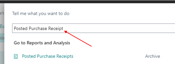 Reverse Purchase Receipt in Business Central D365 1 Search Posted Purchase Receipts