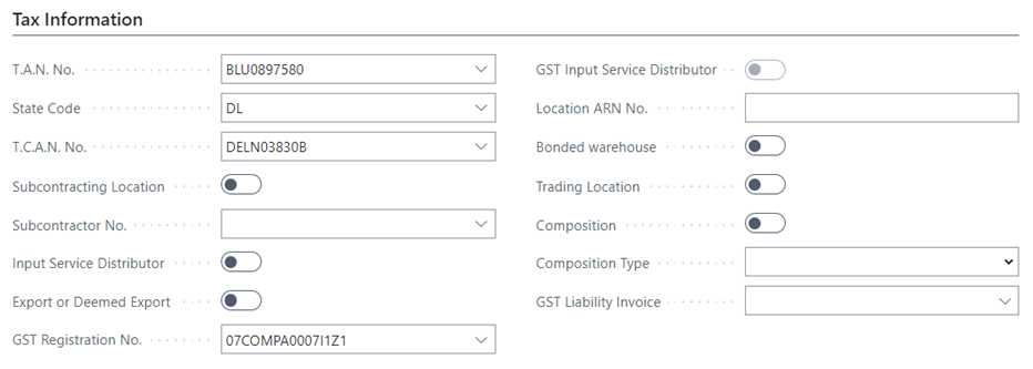 Tax Information Tab in D365 BC