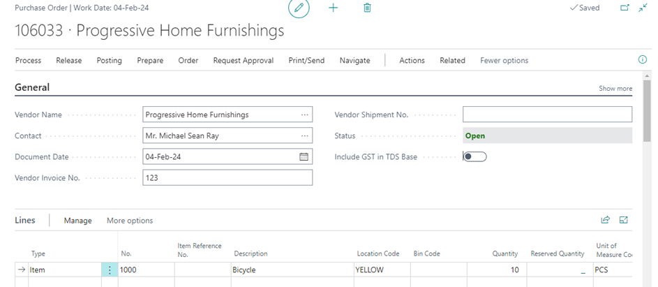 Process and Setup of Drop Shipment in Business Central D365 7 line is automatically created in D365 BC