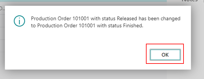 Finished Production Order in Business Central 7 rpo changed to finished production order in D365 BC