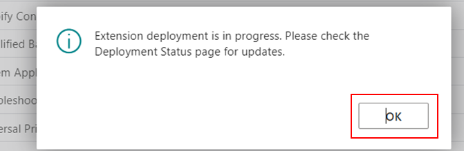 Publish an Extension in Production Environment of D365 BC SAAS Version 9 Extension deployment is in progress