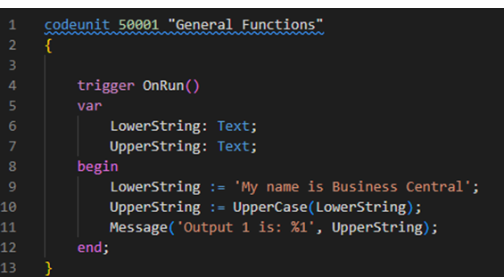 UpperCase Function Code in BC D365