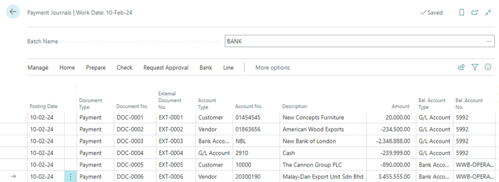 How to Create a Payment Journal in Business Central 2 Payment Journals in Business Central