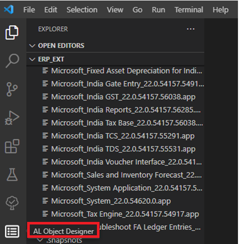 AL Object Designer feature in Visual Studio Environment in D365 BC 1 AL Object Designer
