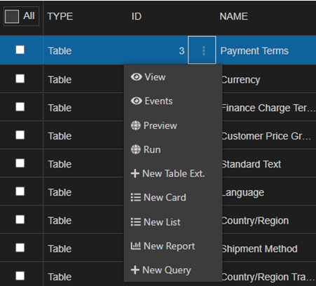 AL Object Designer feature in Visual Studio Environment in D365 BC 3 For Object Table & Table Ext. d365 bc