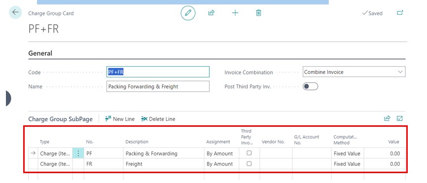 Auto Item Charge Line Creation and Assignment in Purchase in D365 BC 6 Charge Group Card D365 BC
