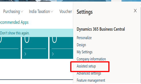 business central assisted setup