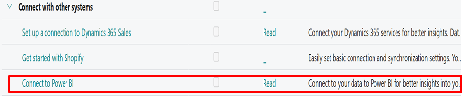 connect to power BI from d365 bc