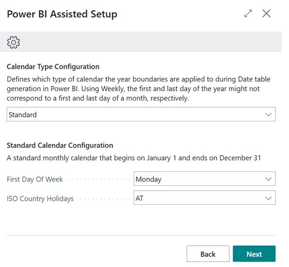 power bi assisted set up for standard